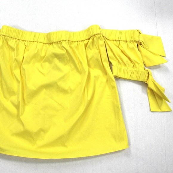 Milly Bow Details Off-the-Shoulder Elasticized Neckline Top Size S Yellow - Picture 5 of 6